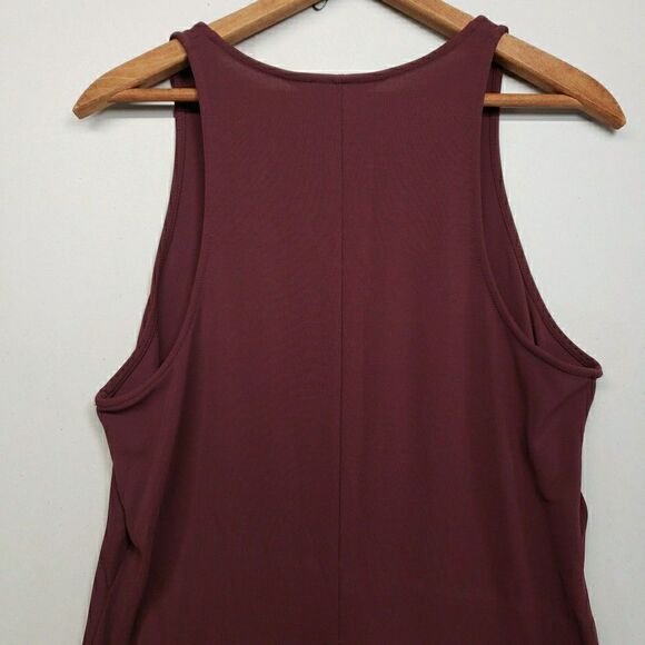Brooks Brothers Womens M Maroon V-Neck Sleeveless Knit Midi Dress Athleisure VTG - Picture 6 of 8